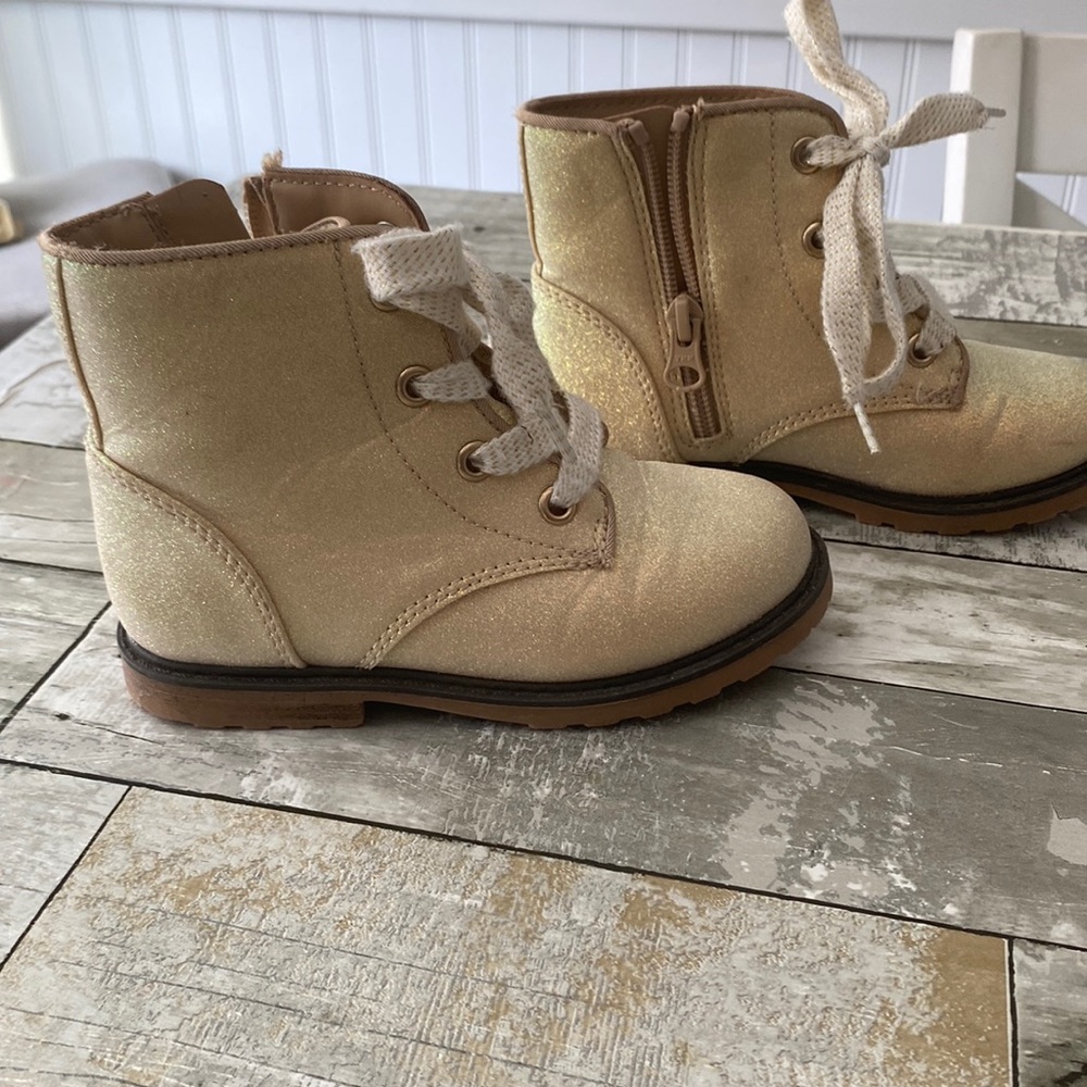 Cat & Jack iridescent gold ankle boots NWOT